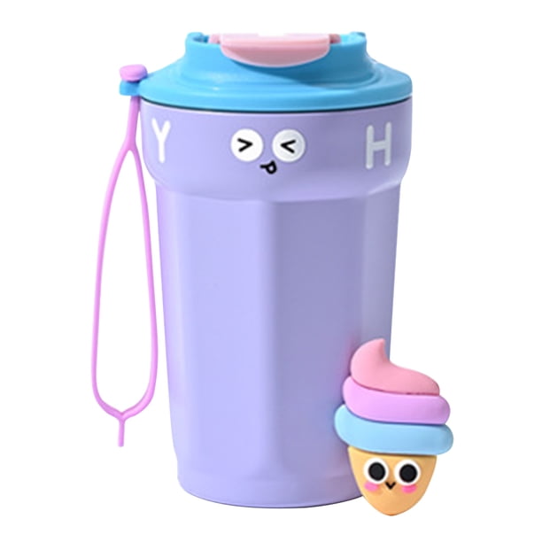 Taza de café de 450ML termo bonito portátil de dibujos animados taza de vacío de acero inoxidable con asa para deportes de oficina al aire libre