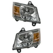 New Pair Of Halogen Headlights Compatible With Dodge Grand Caravan C/V Mini Cargo Van 4 Door 3.3L 2008 2009 2010 By part number By part number CH2502191 CH2503191 5113333AD 5113332AD
