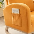 thumbnail image 6 of High Back Rocking Chair, High Back Side Bag Flannelette Wood Indoor Rocking Chair Nursery Glider Rocker Chair, High Backrest Upholstered Accent Armchair, for Living Room Bedroom Office, Orange, 6 of 9