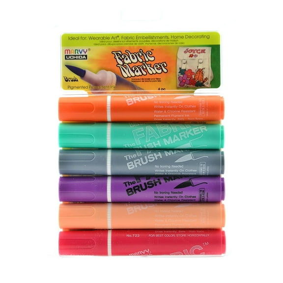 Marvy Fabric Markers, Set of 6, Pastel