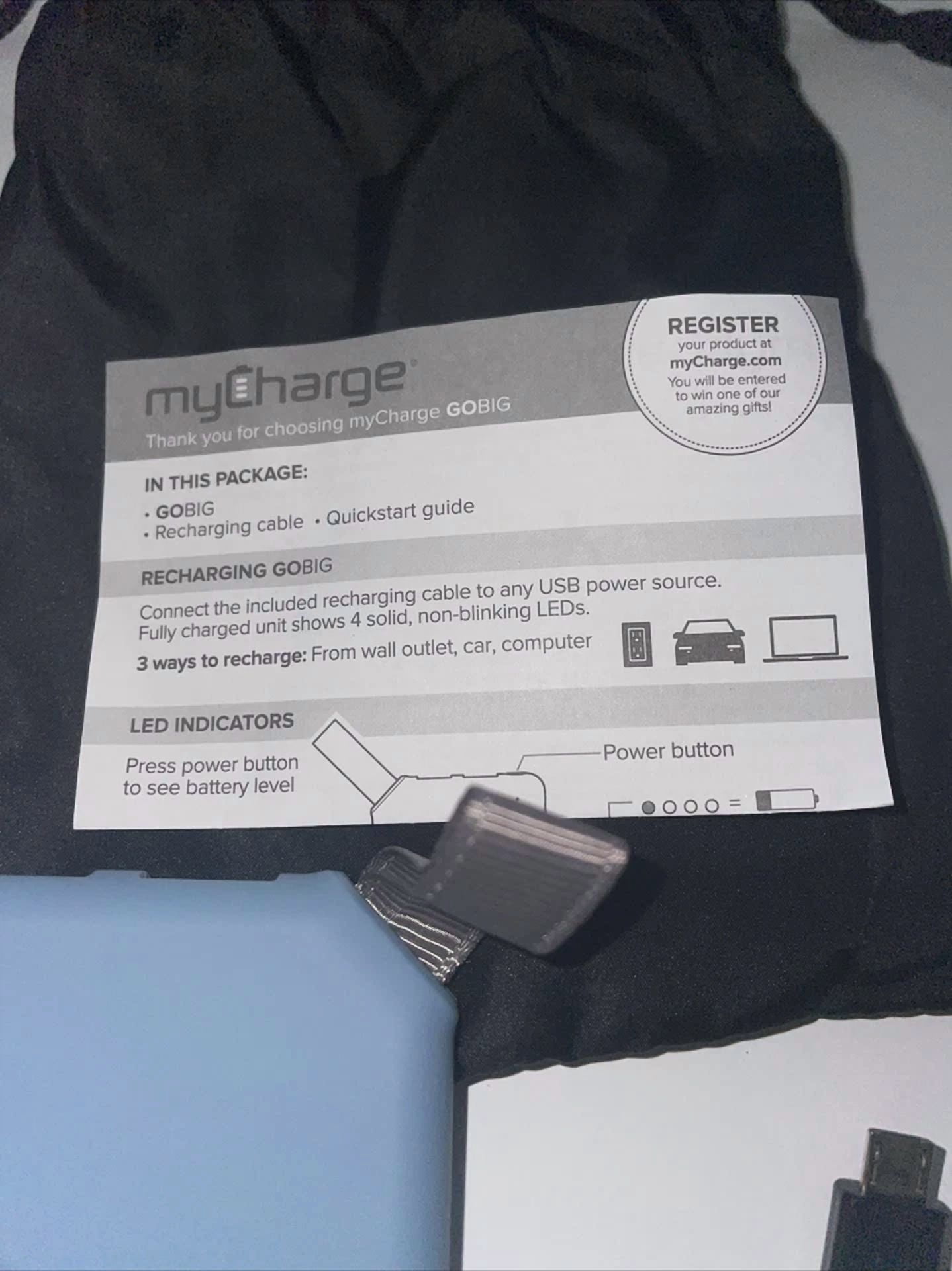 KLYNE- Mycharge Go Big Portable Charger 6000Mah External Battery Pack With Usb And Case