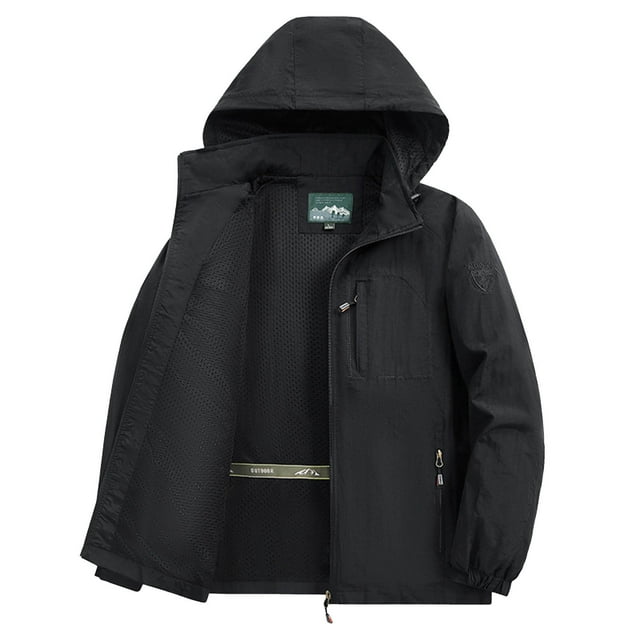 Light Jackets for Men Zip up Workout Running Hoodie Jackets with Zipper Pockets Long Sleeve Hooded Sweatshirt