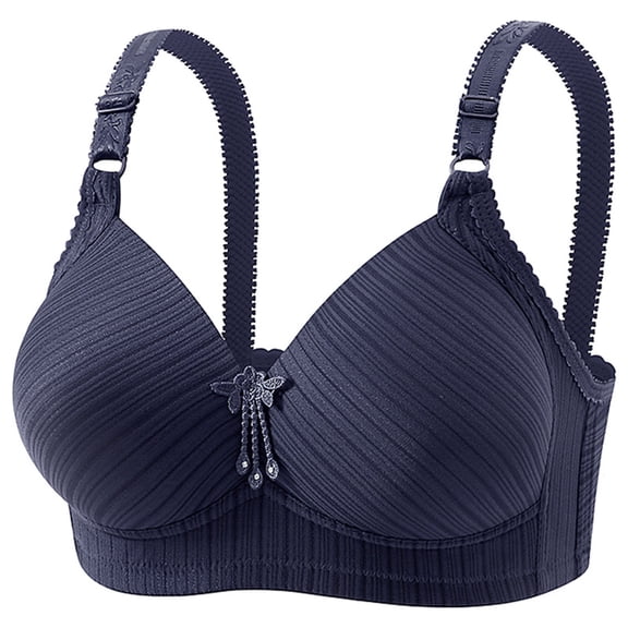 Mceream Plus Size Bras for Women Wireless Supportive Tshirt Bra Adjustable Strap Full Coverage Push up Padded Bras Soft Comfortable Everday Underwear Navy XXXXXL