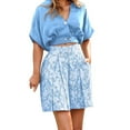 thumbnail image 3 of ibiyuan 2 Piece Sets For Women Stylish Women's Shorts Set Summer V-Neck Top and Shorts Casual Outfit Comfortable Two Piece Suit for Daily Wear, 3 of 6