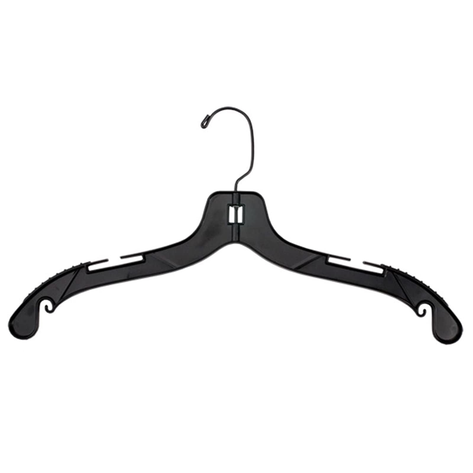 Black Mainetti Pack of 10 Plastic Clip Hangers Shorts 36cm -Trousers Skirts 