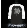 thumbnail image 2 of Shop4Ever Men's Compass Traveling North South East West Raglan Baseball Shirt Medium Black/White, 2 of 4