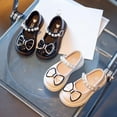thumbnail image 3 of Girls Leather Flats Bow Dress Shoes Kids TGirl Princess Party Wedding Shoes, 3 of 7