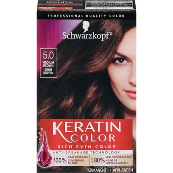 Schwarzkopf Keratin Color Permanent Hair Color Cream, 5.0 Medium Brown