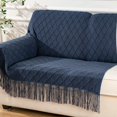 thumbnail image 2 of Knit Diamond Pattern Decorative Throw Blanket for Couch Chair Sofa Home Decor (Navy, 50"x60"), 2 of 5