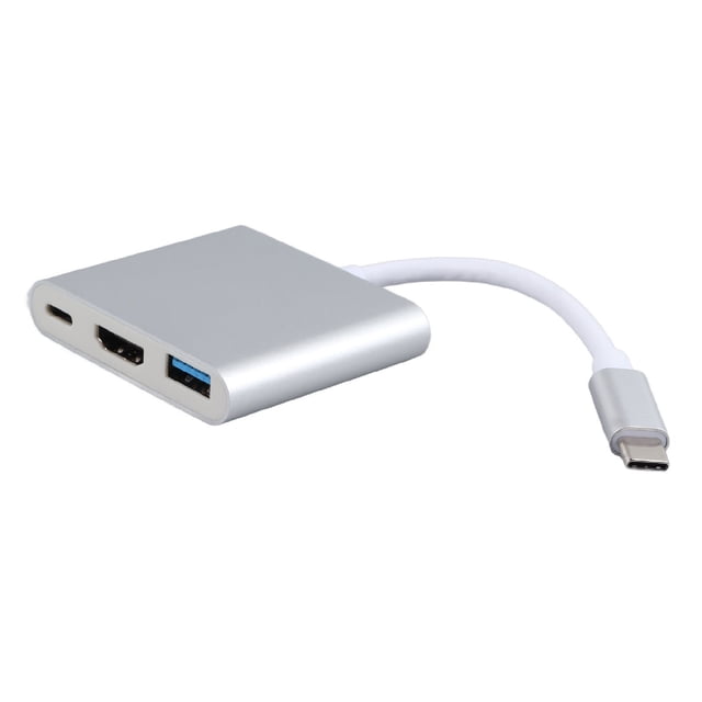 Estación de acoplamiento USB C 3 en 1 Aleación de aluminio Transmisión 4K HD 5 Gbps Alimentación PD de 60 W Hub USB C para TV Proyector Computadora