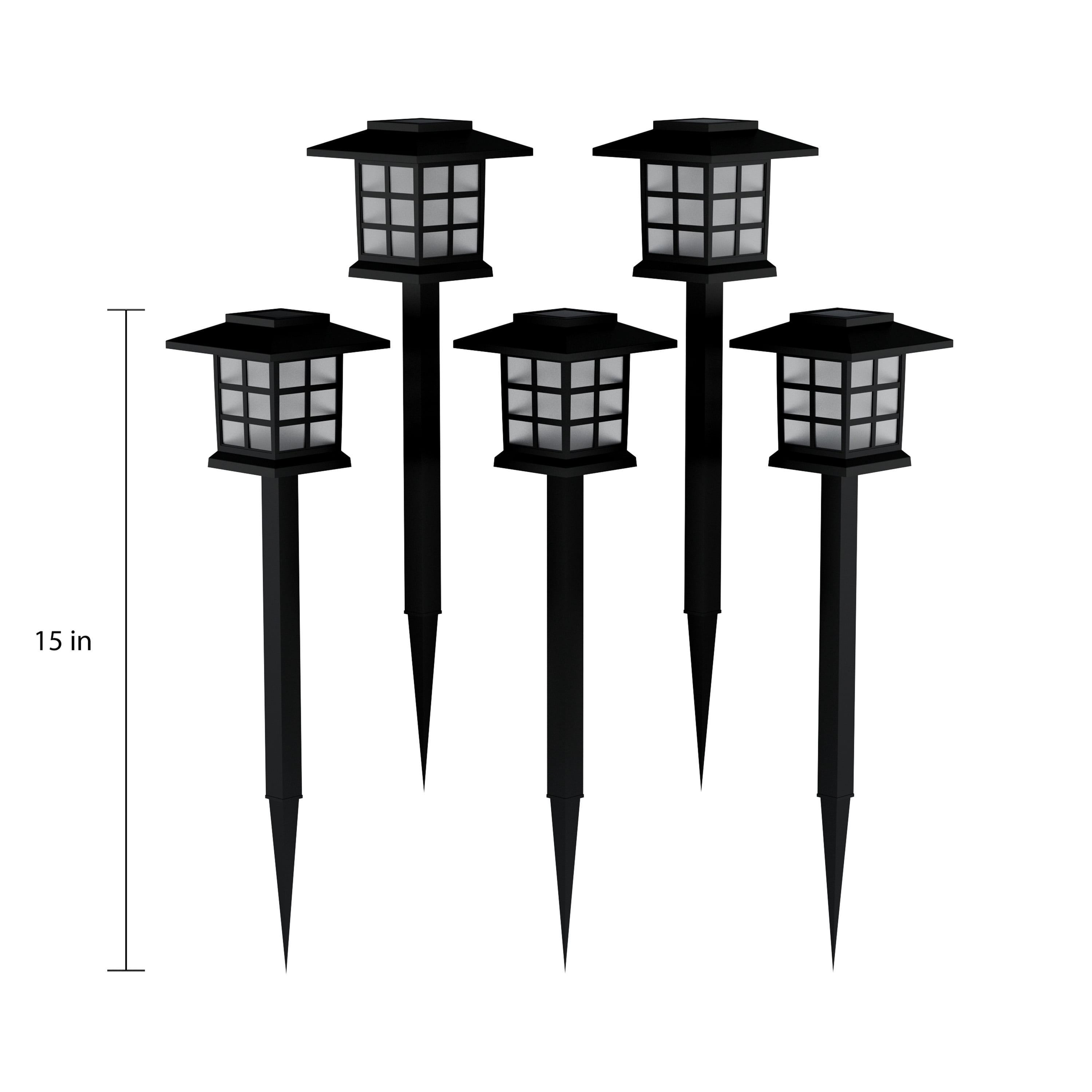 Pure Garden Set of 6 Water-Resistant Solar Pathway Coach Lights (Black)