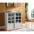 thumbnail image 4 of Pilaster Designs Nolan White Wood China Curio Display Cabinet With Glass Sliding Doors & Adjustable Storage Shelves, 4 of 4