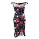 thumbnail image 5 of Gibobby Vestidos de fiesta elegantes Vestido de para mujer con estampado de hendidura suelta en frío Vestido floral con dobladillo con volantes(Rojo,XL), 5 of 5