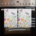 thumbnail image 2 of Wildflowers Kitchen Towels Set of 2, Water Absorbent Dish Towel, Spring Farmhouse Tulip Floral Leaf Wooden Grain Decorative Hand Towels - Quick Drying Cloth for Cooking Baking, 18x28 Inch, 2 of 8