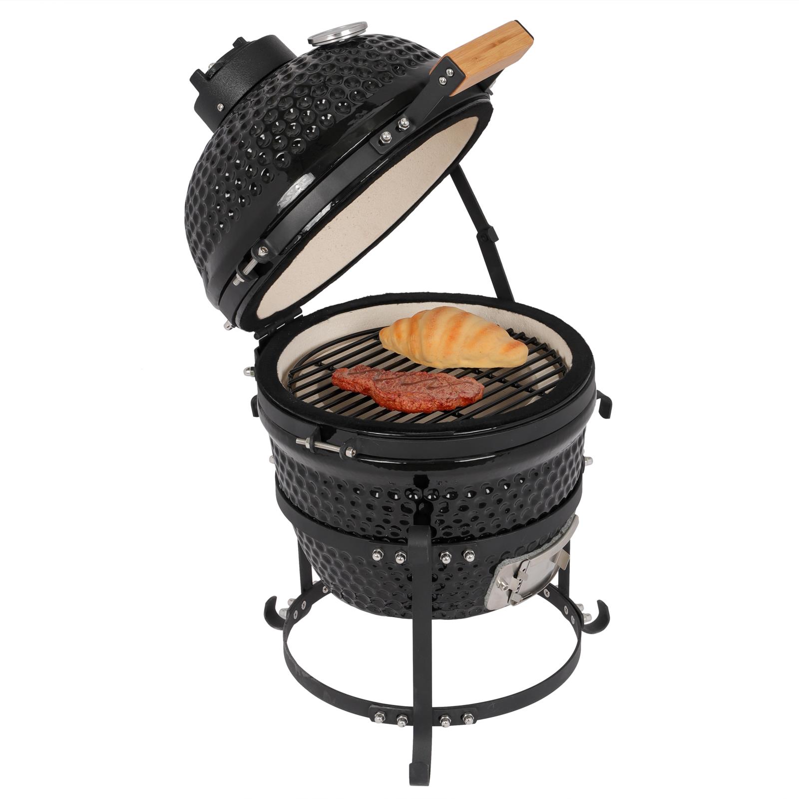Zimtown Grills BBQ Grill 13in Charcoal Grill Ceramic for Indoor and Outdoor - Black