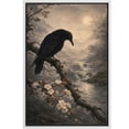 thumbnail image 6 of Framed Canvas Print Gothic Crow Wall Art Dark Academia Decorative for Living Room Bedroom - 24"x36" WHITE, 6 of 8