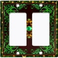 thumbnail image 6 of Metal Light Switch Plate Cover Elegant Green Maroon Starry Night Damask Frame FRA022, 6 of 13