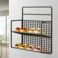 thumbnail image 2 of Oggfader 2 Tier Black Metal Shoe Rack - Self Adhesive Wall Mounted, No Drill Space Saving Shoe Organizer for Bathroom, Bedroom, Over Door Storage, 2 of 6