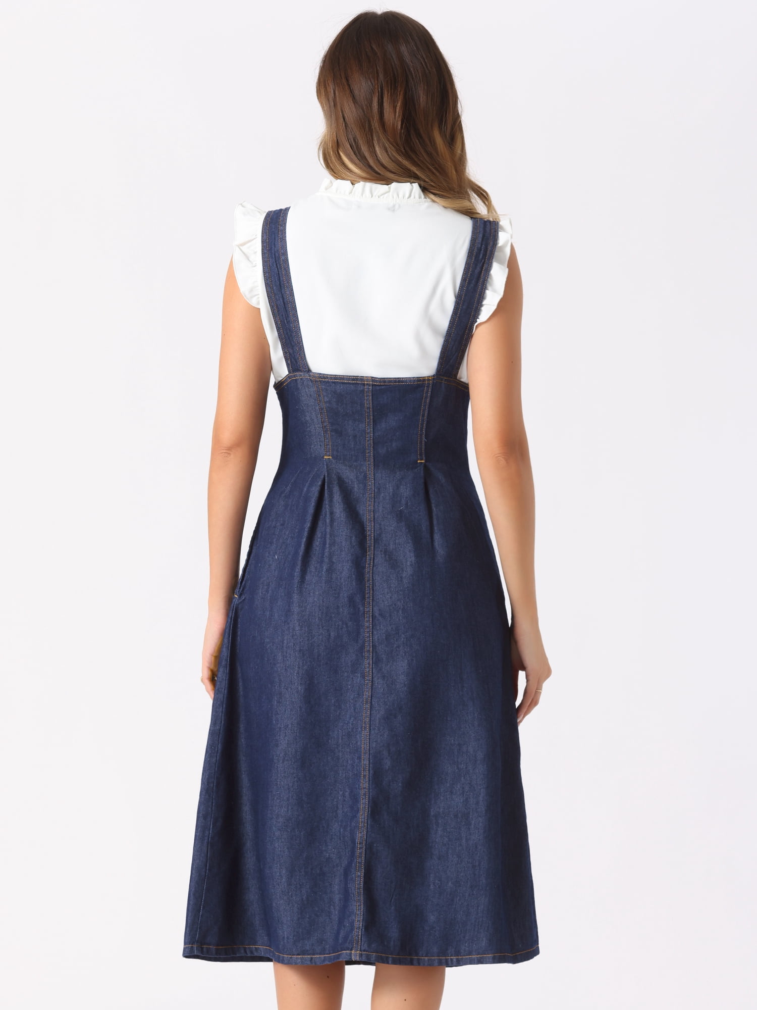 DARING DIVA Sleeveless Button Denim Overall Dress XS Black Blue