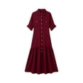 thumbnail image 6 of Blmnix Fit & Flare Women Dress Button Down Long Dresses Flowy Dress Dress 3/4 Sleeve Maxi Red Collared Exterior Pocket Dresses for Women Casual XL, 6 of 6
