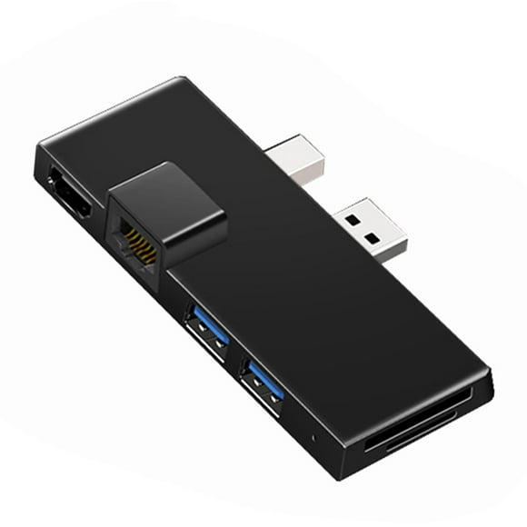 Estación de acoplamiento 6 en un USB3.1 Ethernet LAN para Surface /5/6 Negro
