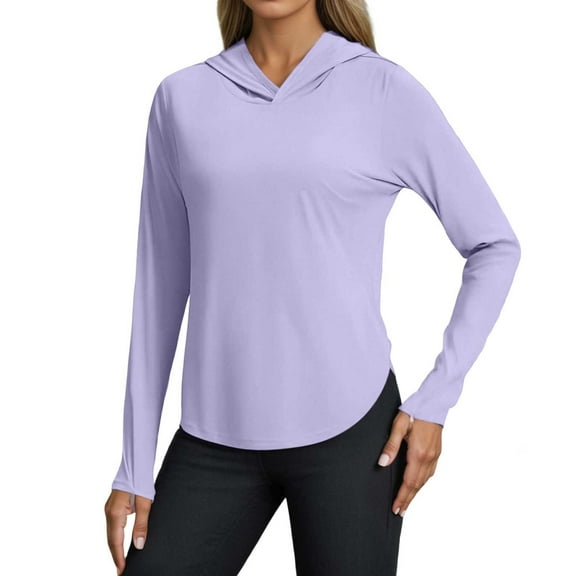 Razzly Long Sleeve Women Running Shirt Ladies Athletic Wear Light Long Sleeve Women Shirt Polyester Spandex Women's Athletic Tops Women's Fitness High Elasticity Quick Drying Yoga Running(Purple,L)