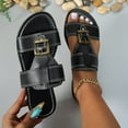 thumbnail image 3 of THDHVS Black Sandals Women,Sandals for Women 2025,Women's Fashion Casual Belt Buckle Spring and Summer Breathable I-Shaped Sandals Black 6, 3 of 5