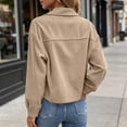 thumbnail image 5 of MLCDZ Womens Corduroy Jacket Cropped Fall Long Sleeve Button Down Turn collared Coat Casual Lightweight Solid Color Bomber Outerwear with Pockets, 5 of 8