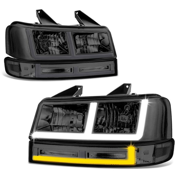 DNA Motoring for 03-24 Express Savana 1500-3500 Switchback F-LED DRL Headlight Lamps Smoked