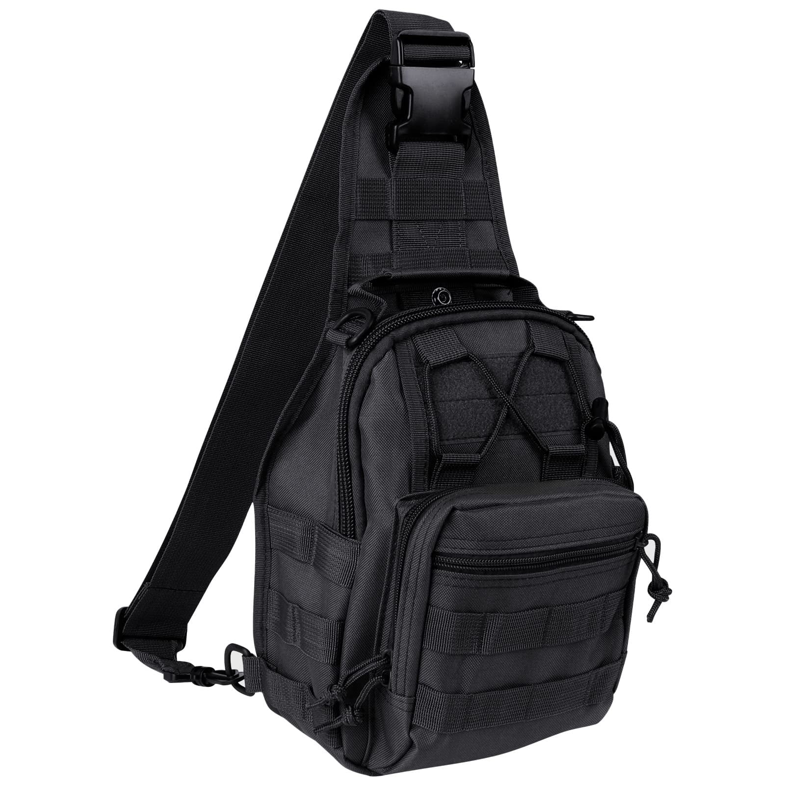 Sling Bag for Men, Crossbody Bag Men, Nylon Small Shoulder Bag, Pack Chest Bag for Men, Outdoor Sports Bag for Men, Waterproof Cross-Body Bag, Black