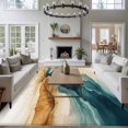 thumbnail image 3 of 5'x8' Area Rugs, Teal Brown Indoor Outdoor Area Rug for Living Room Bedroom, Retro Modern Abstract Art Washable Bathroom Rugs Kitchen Floor Carpet Mats Home Decor Aesthetic, 3 of 8