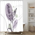 thumbnail image 2 of Abstract Boho Lavender Shower Curtain, Purple Lavender Floral Shower Curtain Set, Plant Leaves Flower Shower Curtains for Bathroom, Waterproof Fabric with 12 Hooks, 72 x 72 Inches, 2 of 6