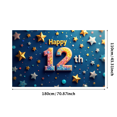 thumbnail image 1 of Colorful 3D Happy 12th Birthday Banner with Star Elements Background Backdrop Party Supplies Photography Props for Birthday Party Celebrations Decorations, 1 of 4