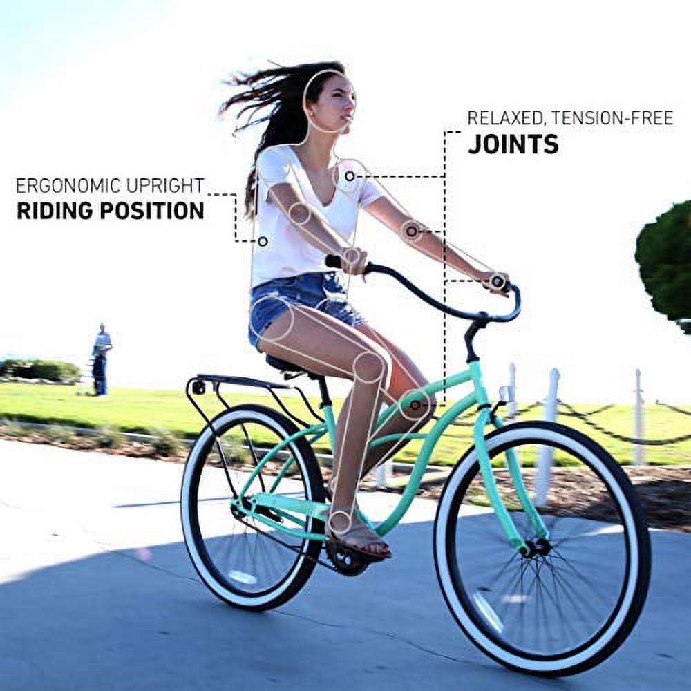 sixthreezero Around the Block Women's 26" 21-Speed Beach Cruiser Bicycle with Rear Rack