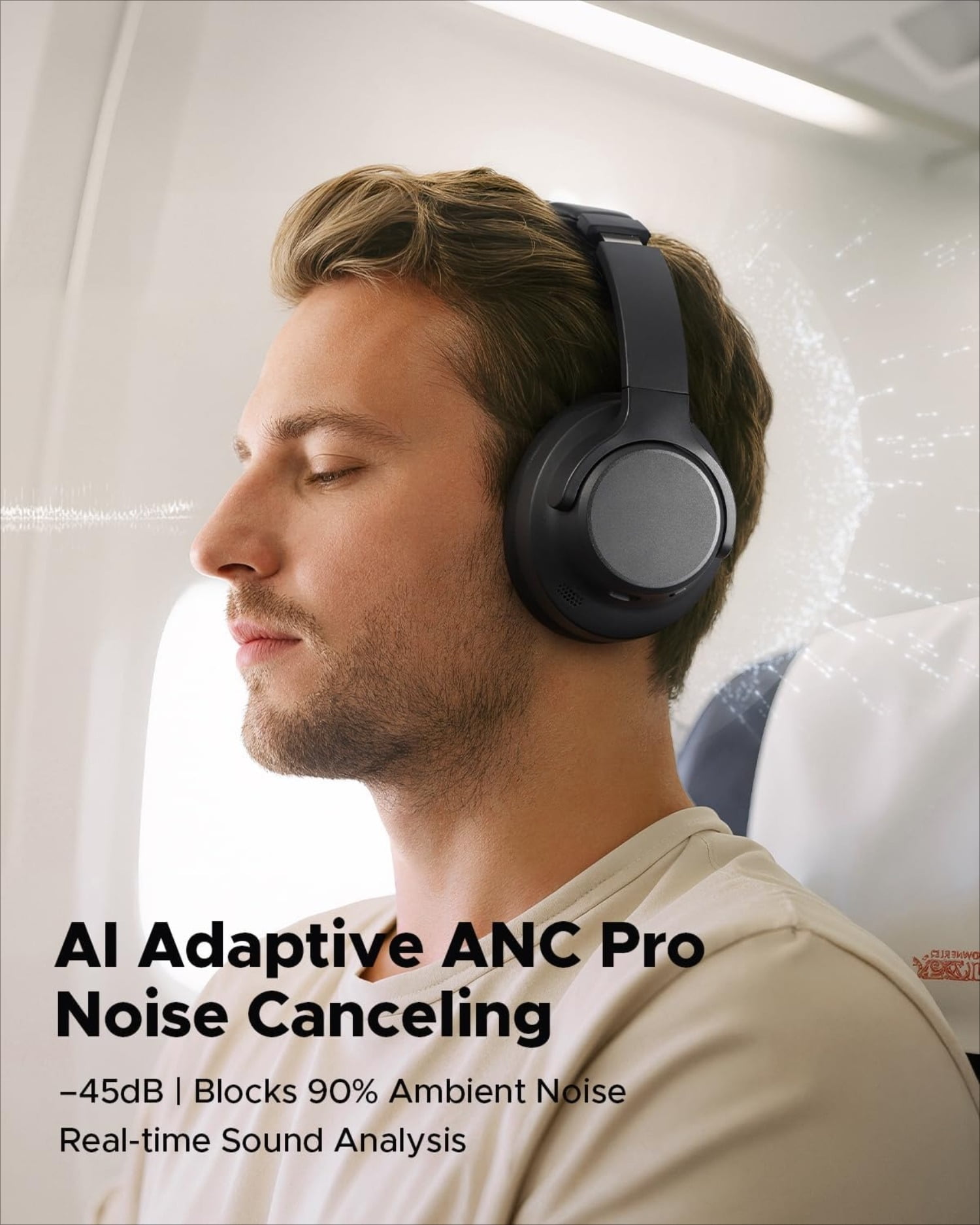 Hybrid Active Noise Cancelling Headphones, Wireless Over Ear Bluetooth 6.0 ANC Headset, 125 Hours Playtime, Spatial Audio, Deep Bass