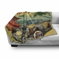 thumbnail image 3 of Florida Soft Flannel Fleece Throw Blanket, Old Beach Picture with Vintage American Car a Visit to Touristic Coastal State, Cozy Plush for Indoor and Outdoor Use, 70" x 90", Multicolor, by Ambesonne, 3 of 6
