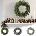 thumbnail image 1 of Colgado de puerta artificial con corona de Navidad | Decoración Blanca Plástica Realista de 12 pulgadas/30 cm | Follaje realista | Resistente al desvanecimiento duradero | Uso en interiores y, 1 of 6