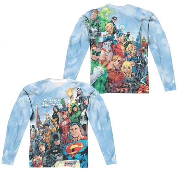 Jla - Justice League Of America (Front/Back Print) - Regular Fit Long Sleeve Shirt - Large