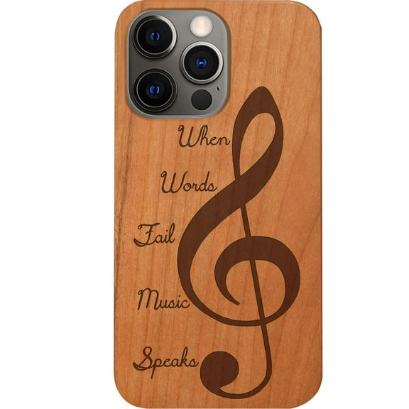 Clef 2 - Engraved Wooden Phone Case for iPhone 15 Pro Max, Color: Cherry