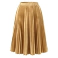 thumbnail image 5 of Agnes Orinda Women's Plus Size Pleated Stretchy High Waist Metallic Shiny Midi Skirt 1X Gold, 5 of 7