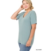 Zenana Women & Plus Relaxed Fit V-Neck Short Sleeve Basic Jersey T-Shirt Tops