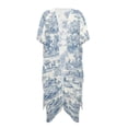 thumbnail image 4 of Xoenoiee Toile De Jouy House Pattern Summer Kimonos for Women Boho Half Sleeve Flowy Cardigans Swimsuit Beach Cover Ups for Women Swimwear Beachwear, 4 of 7
