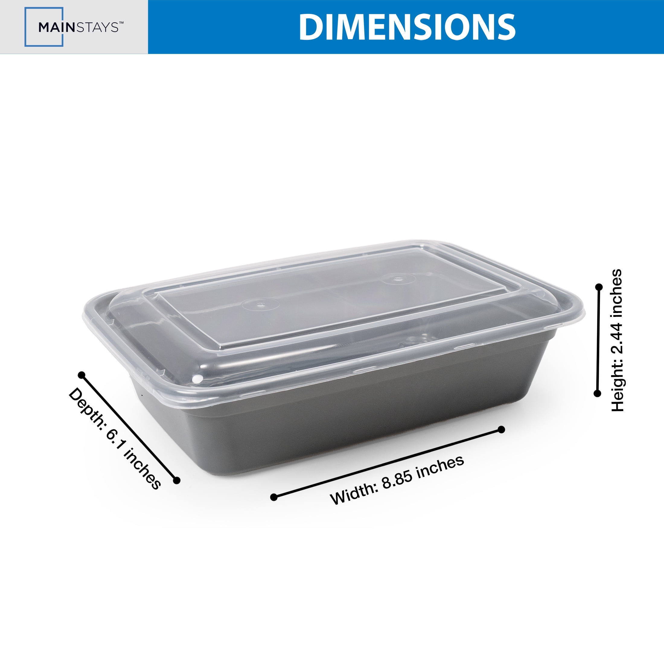 Mainstays 10-Piece 1-Compartment BPA-Free Plastic Meal Prep Food Storage Containers, 1 L