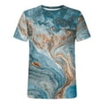 thumbnail image 5 of Summer Tops Men's Trendy Plus Size Round Neck T-shirt Marbling Print Short Sleeve Tee Shirts Mens Shirts Polo Shirts for Men on Sale Clearance（Light Blue,5XL）, 5 of 5