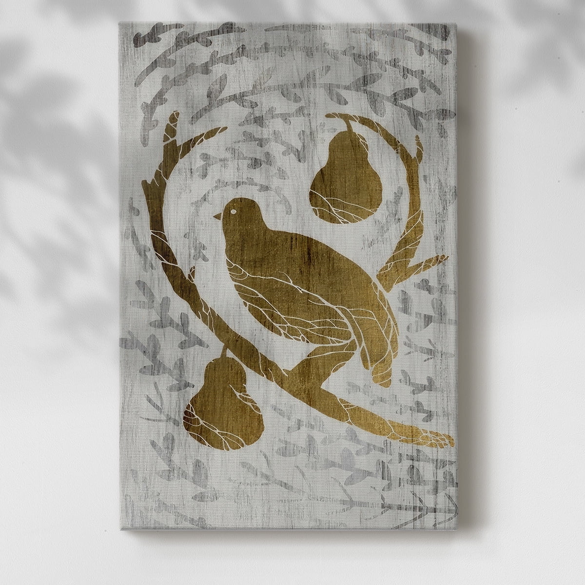 Partridge in a Pear Tree - Gold Leaf Holiday- Gallery Wrapped Canvas