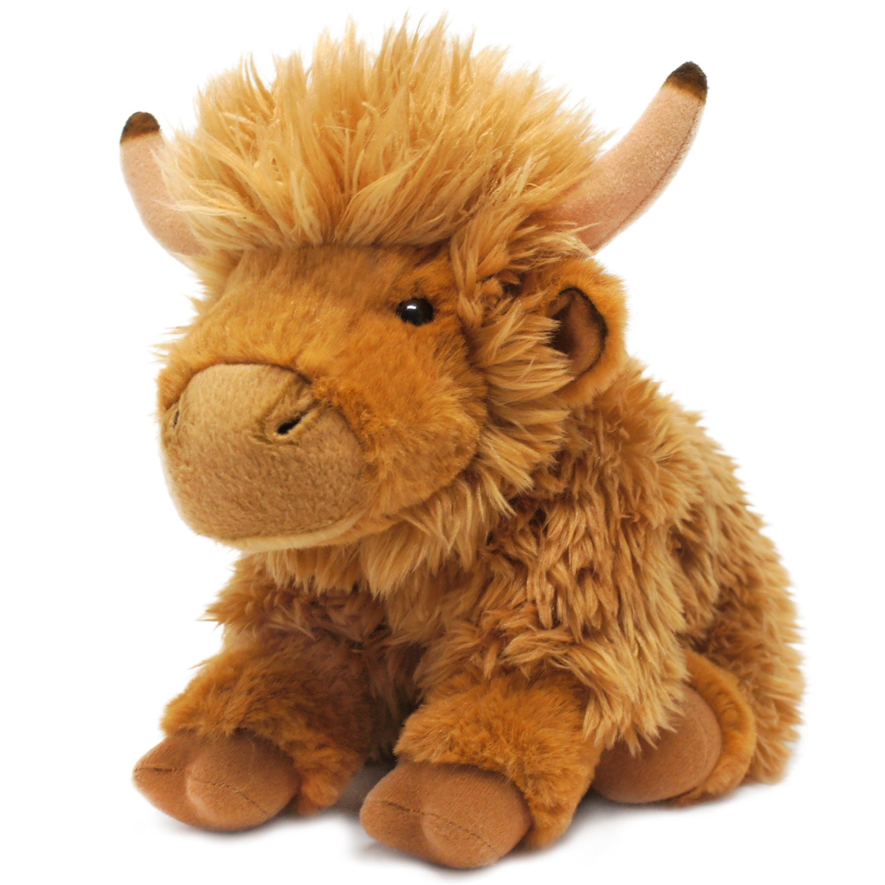 Wilbur Highland Cow 10 inch Brown Plushie Stuffed Animal Cow Soft Toy with  Scottish Tartan Plaid Hat and Scarf