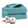 thumbnail image 3 of PiccoCasa Piccocasa 2PCS 100% Cotton Embroidered Hand Towels Absorbent 16"x30" Teal Blue, 3 of 7