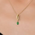 thumbnail image 3 of Gem Stone King 14K Yellow Gold Green Nano Emerald and Lab Grown Diamond Pendant Necklace for Women | 0.23 Cttw | Gemstone May Birthstone | Marquise 6X3MM | With 18 inch Chain, 3 of 6