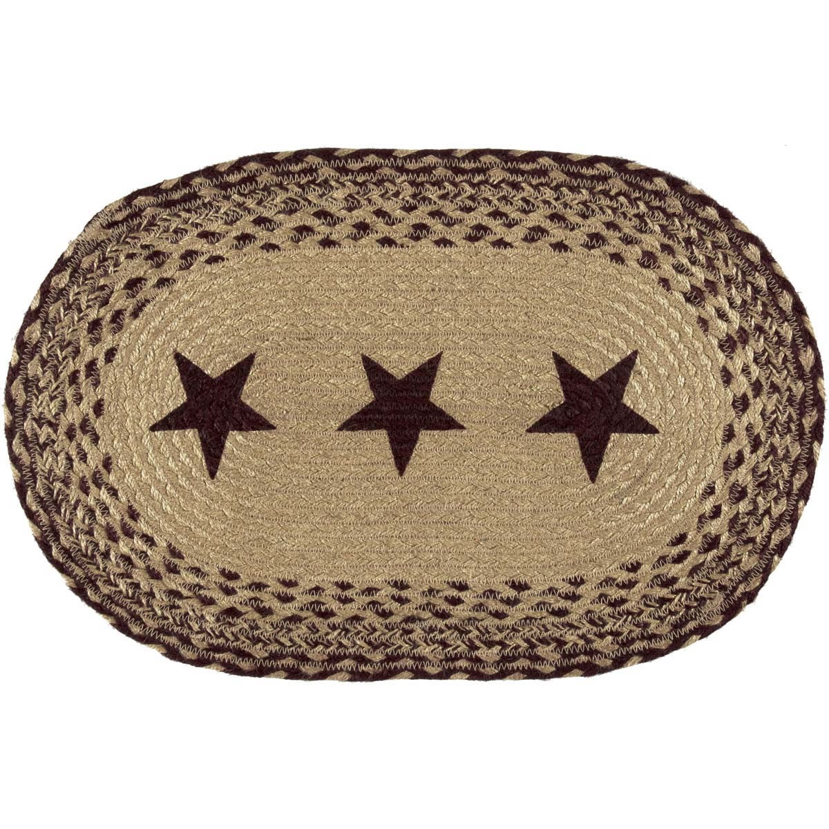 6/Set, Burgundy Tan Stencil Star Placemats, 12x18