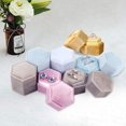 thumbnail image 4 of Velvet Ring Bearer Box Engagement Octagon Square Double Slots Wedding Engagement Heirlooms Vintage Proposal Display Holder Jewelry Storage for DIY Valentine Gift Storage Box(Yellow), 4 of 7